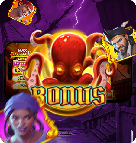 Símbolo Kraken Bonus do jogo Riptide Pirates 2 Kraken Riches