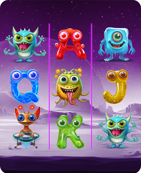 Símbolos do jogo Alien Invaders.