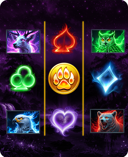 Símbolos do jogo Enchanted Wolf Rising Rewards King Millions.