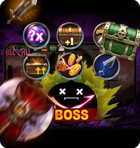 Recursos de evolução do jogo Kill Em All.