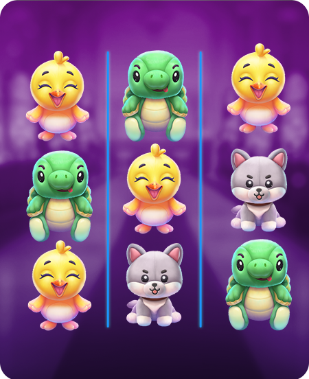 Símbolos do jogo Plushie Wins.