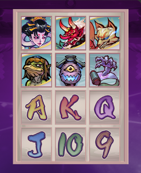 Símbolos do jogo Spirited Wonders.