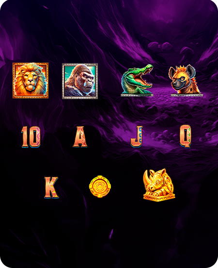 Símbolos do jogo Wild Rhino Stampede Stacks