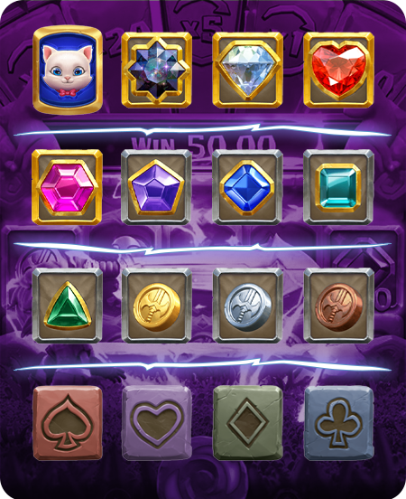 Símbolos do jogo Gem Saviour Sword.