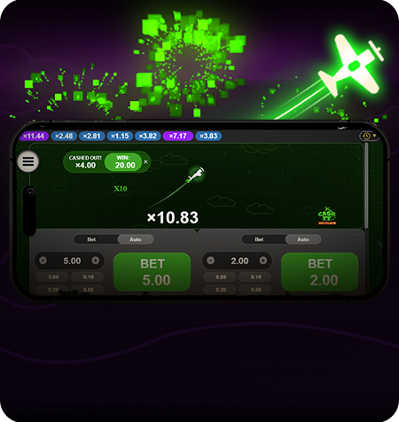 Tela do jogo Cash It Multiplayer, com seletor de valor de aposta.